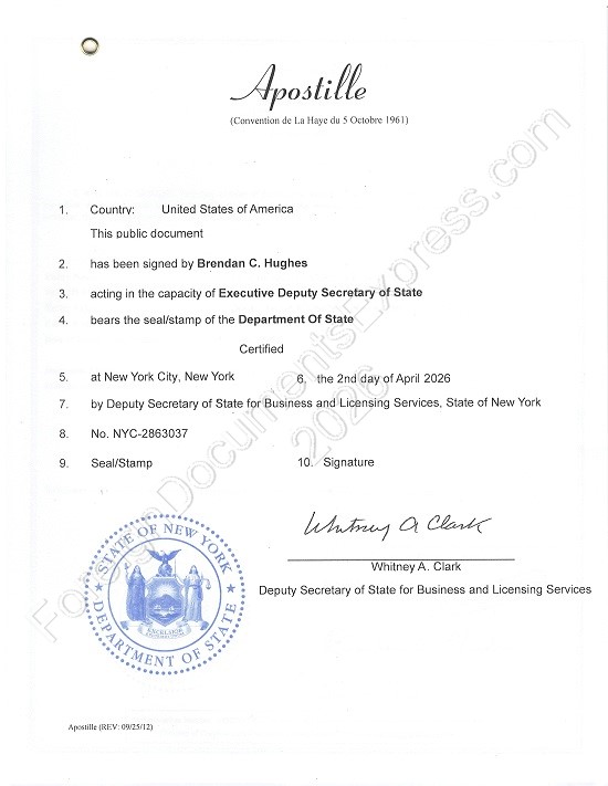 New York apostille Hague apostille from New York